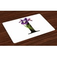 thumbnail image 1 of Ambesonne Letter I Place Mats Set of 4, Iris Flowers Capital I, Standard Size, Violet Green Black, 1 of 4