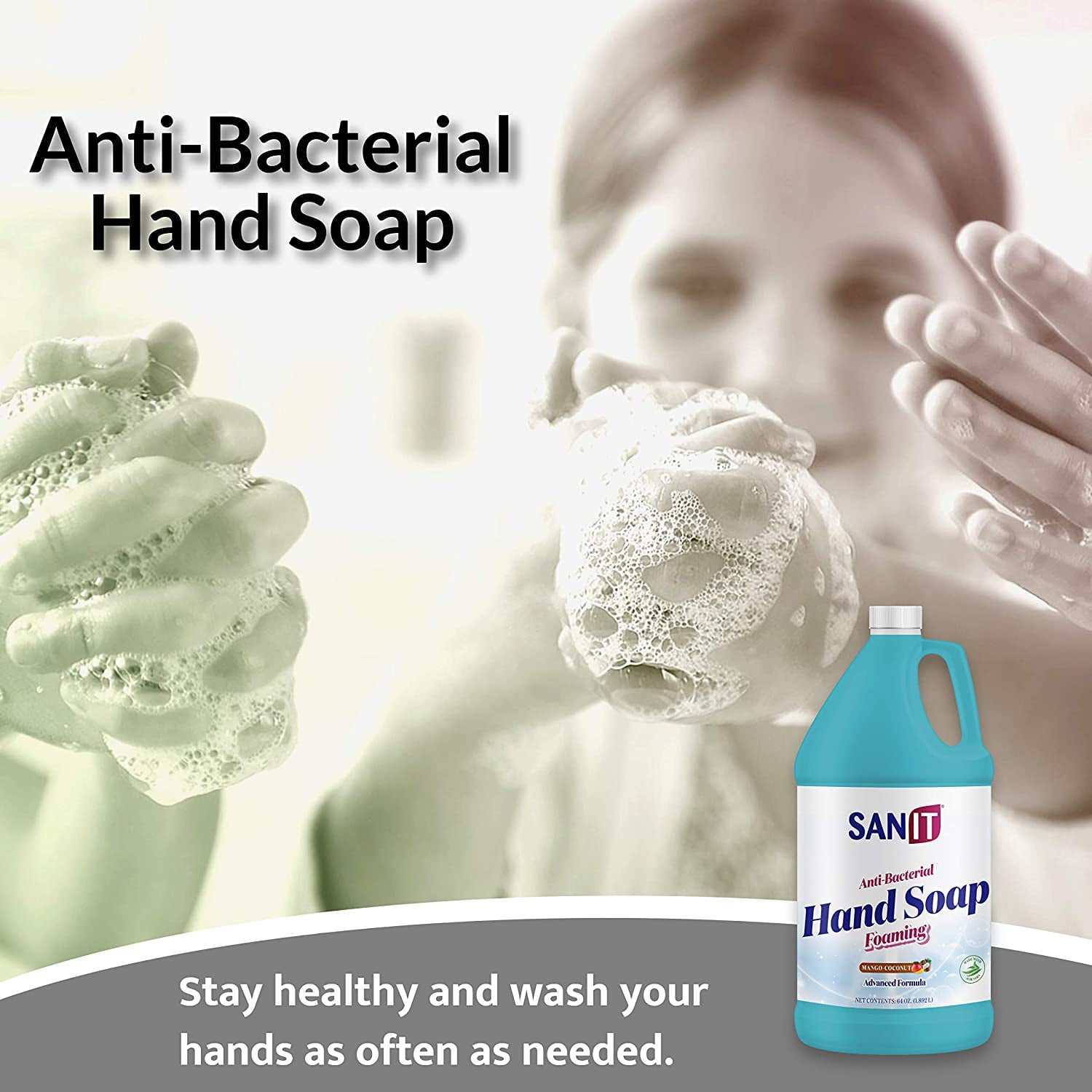 Sanit Antibacterial Foaming Hand Soap Refill - Advanced Formula with Aloe Vera and Moisturizers - All-Natural Moisturizing Hand Wash - Made in USA, Mango Coconut, 1 Gallon