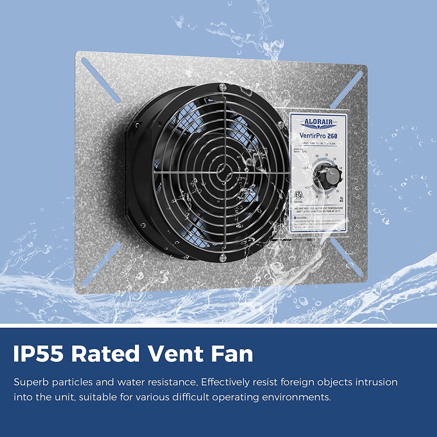ALORAIR 260CFM Crawl Space Ventilator Fan, 6.7 Inch Basement Vent Fan with Humidistat & Thermostat, IP-55 Rated Isolation Mesh for Crawlspace, Garage, Attic, Exhaust