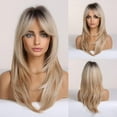 thumbnail image 1 of Long Blonde Wigs for Women, Layered Synthetic Hair Wig with Dark Roots for Daily Party, 1 of 5