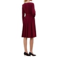 thumbnail image 3 of INSPIRE CHIC Women's Pleated Dress A Line Tie Waist Business Casual Long Sleeve Dresses L Red, 3 of 5
