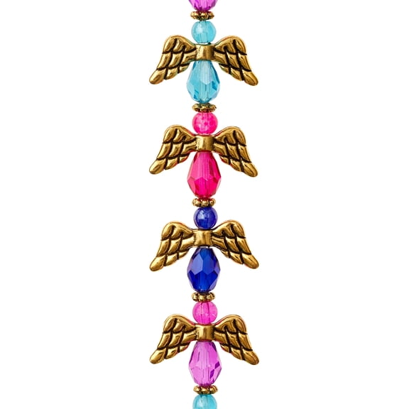 Bead Landing Blue & Purple Metal & Glass Angel Beads, 12 Pack