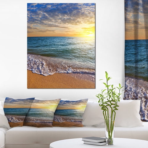 Designart 'Layers of Colors on Sunrise Beach' Metal Wall Art