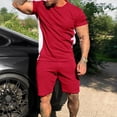 thumbnail image 2 of Stamzod Mens Short Sets Men's Suits Fashion Tracksuit Casual Short Sleeve Tshirt Shorts Slim Fitted Athletic Sweatsuits 2 Piece Outfits, 2 of 7