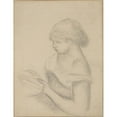 thumbnail image 2 of Pierre-Auguste Renoir 15x18 Black Ornate Wood Framed Double Matted Museum Art Print Titled - A Girl Reading, 2 of 5