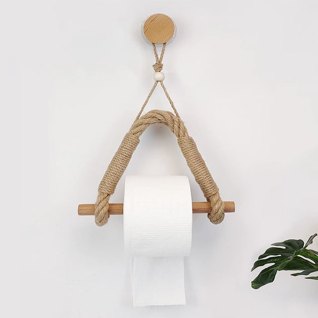 Soporte de papel higiénico de cuerda, soporte de papel higiénico autoadhesivo, soporte de toalla de cuerda accesorios de baño de inodoro Industrial rústico náutico Ormromra WLJ-4251