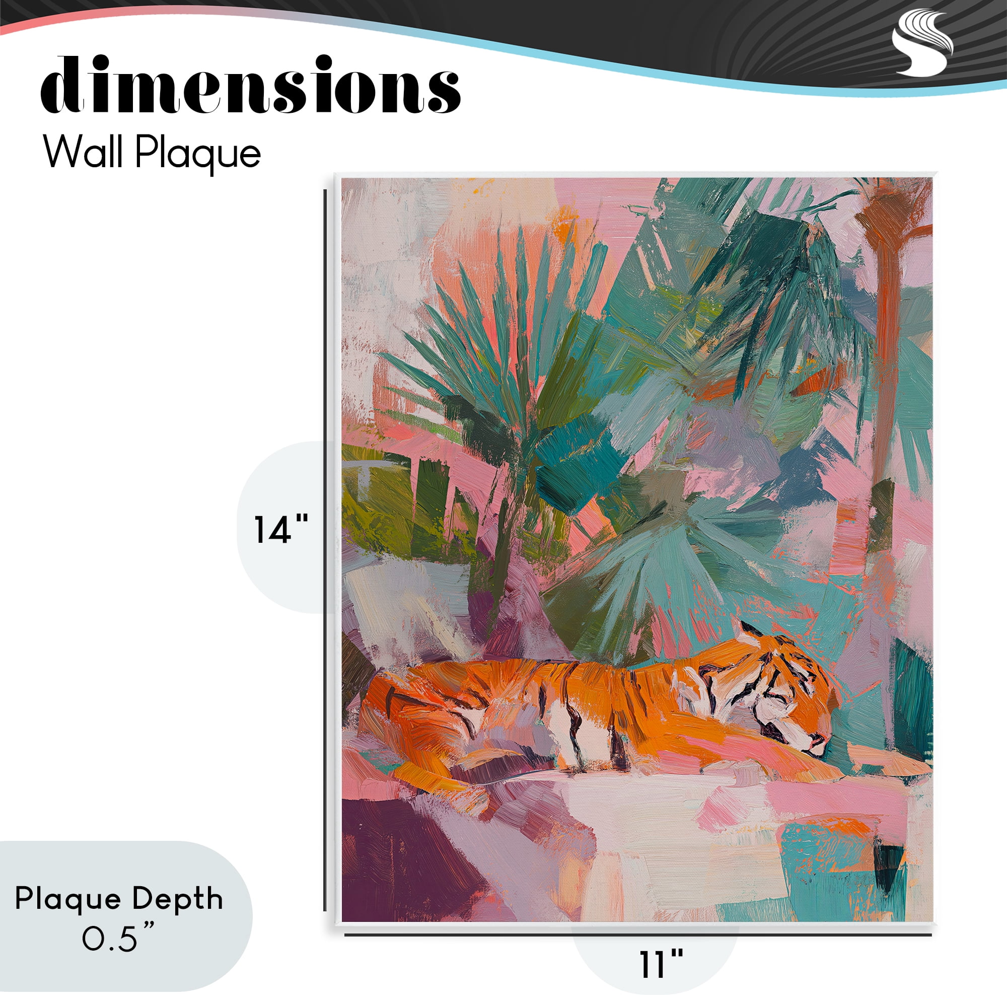 Stupell Industries Resting Tiger Beneath Leaves Wall Plaque Art, design by Svetlana Aleynikova