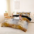thumbnail image 3 of Homewish Orange Ombre Plaid Duvet Cover Queen,Geometric Abstract Queen Bedding,Black Reversible,3-Piece,1 Duvet Cover and 2 Pillowcases, 3 of 6