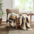 thumbnail image 2 of Woolrich Bloomington Mid-Century Faux Mohair to Sherpa Fabric Throw in Tan, 2 of 8