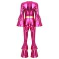 thumbnail image 6 of Haitryli Womens Shiny Metallic Flared Jumpsuit 70s Hippie Outfits Disco Party Festival Rave Romper Hot Pink S, 6 of 7