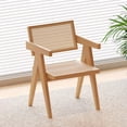 thumbnail image 2 of S-HOME Modern Mid Century Rattan Accent Chair, Comfortable Wooden Armchair for Bedroom and Outdoor Areas, 2 of 7