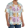 thumbnail image 4 of Disketp Men's Hawaiian Donuts and Coffee Print Shirts Button Down Holiday Beach Shirts-X-Large, 4 of 7