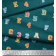 thumbnail image 2 of Soimoi Silk Fabric Numbers & Alphabets Text Decor Fabric Printed Yard 42 Inch Wide, 2 of 3