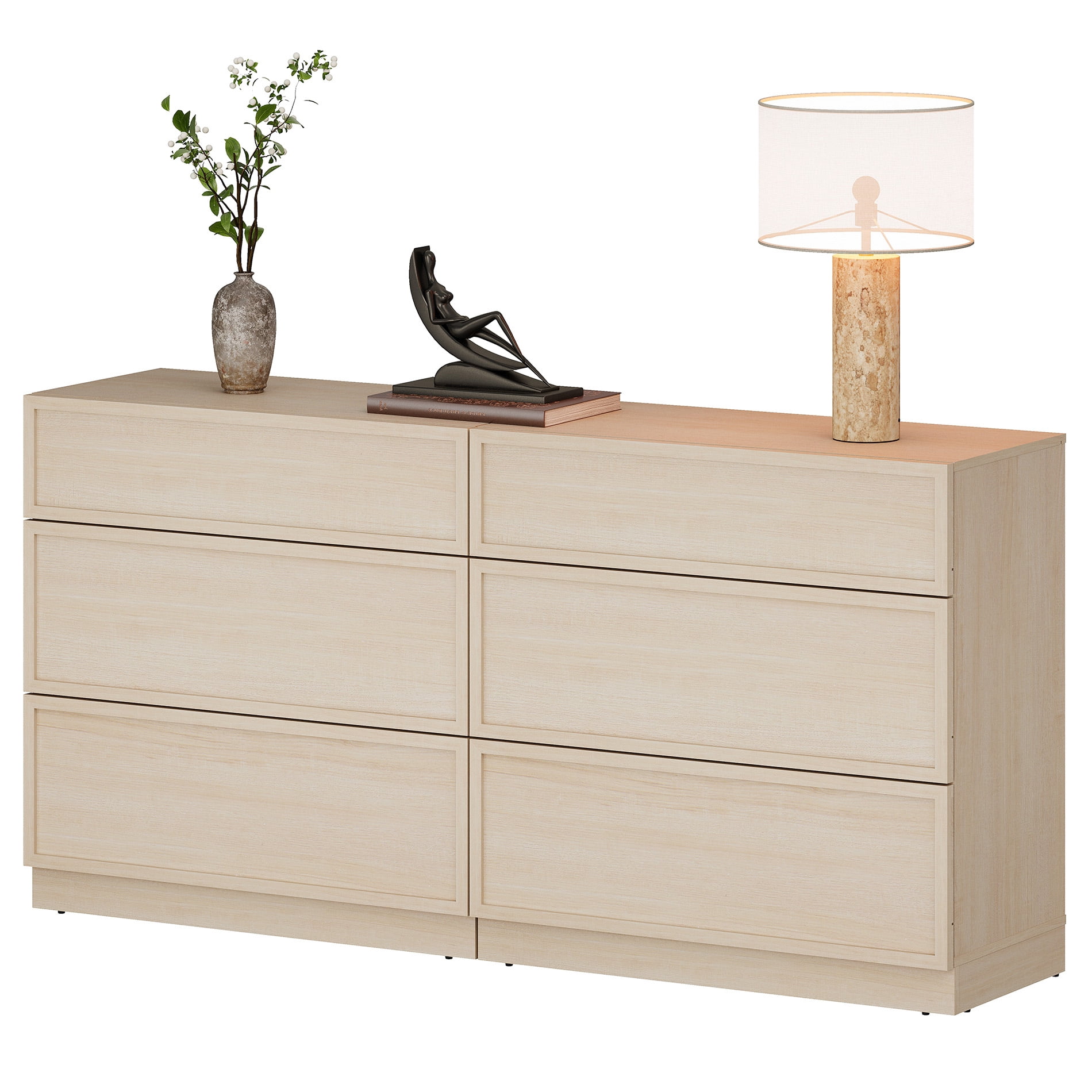 63" Modern Sideboard Buffet Cabinet with 6 Drawers, Multifunctional Sideboard with Large Storage and Adjustable Shelf