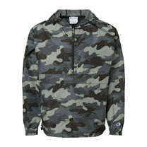 Champion B63284133 Mens Packable Quarter-Zip Jacket, Concrete Camo - Small