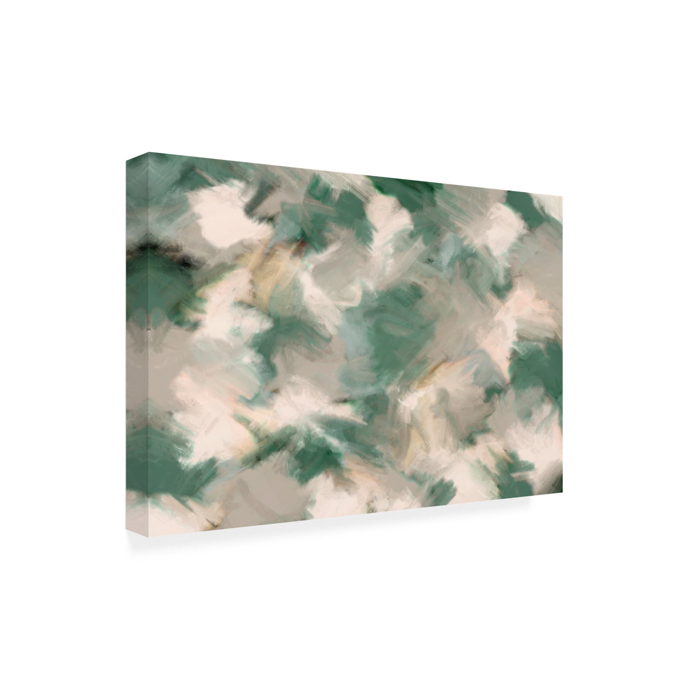 Canvas Wall Art - Treechild 'Green Beige Wild Painted Square' Wall Art for Living Room, Bedroom, or Office D?cor by Trademark Fine Art - 19 x 12 Inches