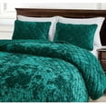 thumbnail image 3 of Chezmoi Collection Lux Emerald Green Velvet Quilt King Set, 3-Piece Lush Plush Distressed Velvet Bedding All Season Lightweight Bedspread Brushed Microfiber Reverse with Diamond Stitch Quilting, 3 of 9