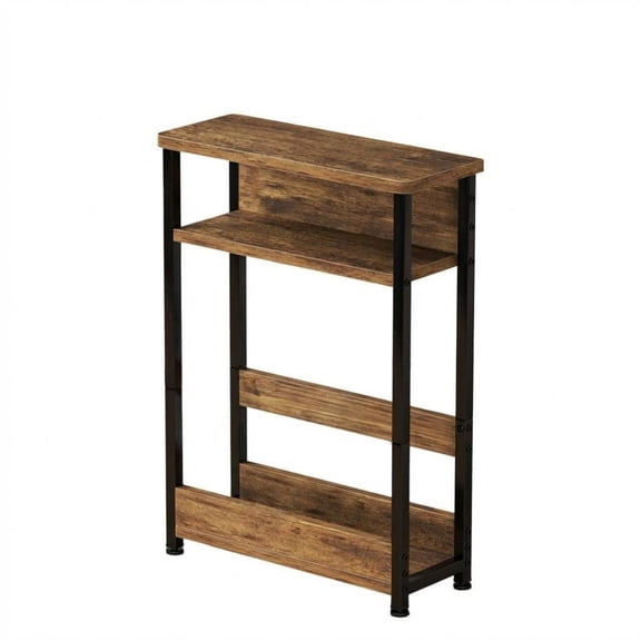 Studyset Narrow Side Table, 3-Tier Slim End Table With Storage Shelf, Modern Sofa Thin Side Tables For Narrow And Small Spaces, Skinny End Table With Magazine Rack,Living Room Side Table