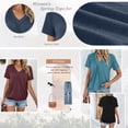 thumbnail image 3 of SUNBS Shirts for Women Short Sleeve V Neck Blouses Casual Loose Fit Pleated Tops Trendy Cute Fashion Clothes, 3 of 8