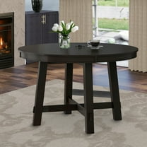 Aukfa Dining Table for 4-6, 42"-58" Extendable Round Kitchen Table with 16" Rustic Drop Leaf for Dining Room/Living Room, Espresso