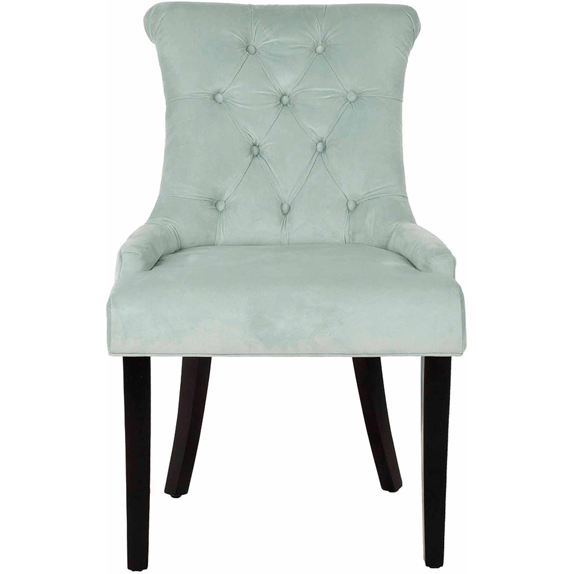 SAFAVIEH Bowie 20" H Tufted Side Chair, Light Blue/Espresso, Set of 2