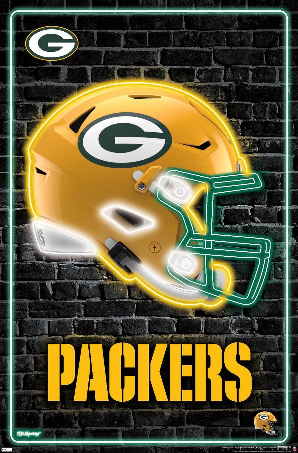 NFL Green Bay Packers - Neon Helmet 23 Wall Poster, 22.375" x 34"