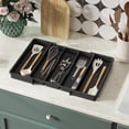 thumbnail image 4 of Utensil Organizer for Kitchen Drawers, Expandable Cooking Utensil Tray, Adjustable Cutlery Silverware Flatware Holder, Plastic Spatula Tools Storage Divider, 13-22 x 15", Black, 4 of 6