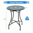 thumbnail image 3 of Gymax 24 Inch Bistro Table Mosaic Round Table w/ Ceramic Tile Tabletop Heavy-Duty Metal Structure, 3 of 8
