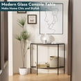 thumbnail image 6 of Glass Console Table 2 Tier Half Moon Entryway Table Modern Couch Table Small Entry Way Tables for Living Room Hallway, Easy Assembly, Gray Glass, 6 of 16