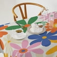 thumbnail image 2 of 70s Retro Flower Tablecloth, 60s Vintage Groovy Daisy Flowers Boho Hippie Bright Colorful Floral Print Table Cover for Party Picnic Dining Room Kitchen 60x120inch, 2 of 6