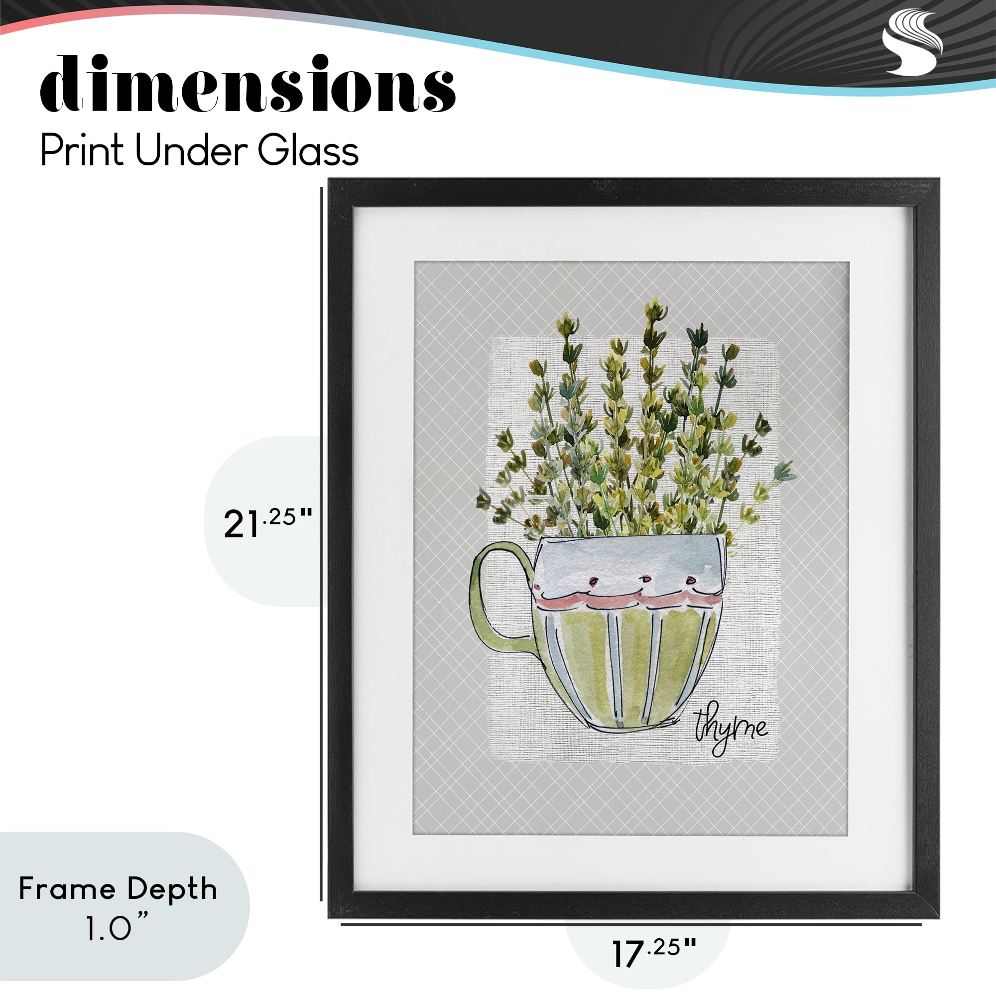 Stupell Industries Thyme Herb Mug Black Framed Print Under Glass, design by Livi Finn
