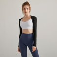 thumbnail image 4 of SWSMCLT Women's Cropped Shrug Bolero Tops Workout Long Sleeve Sun Protection Lightweight Bolero Black 4-6, 4 of 4