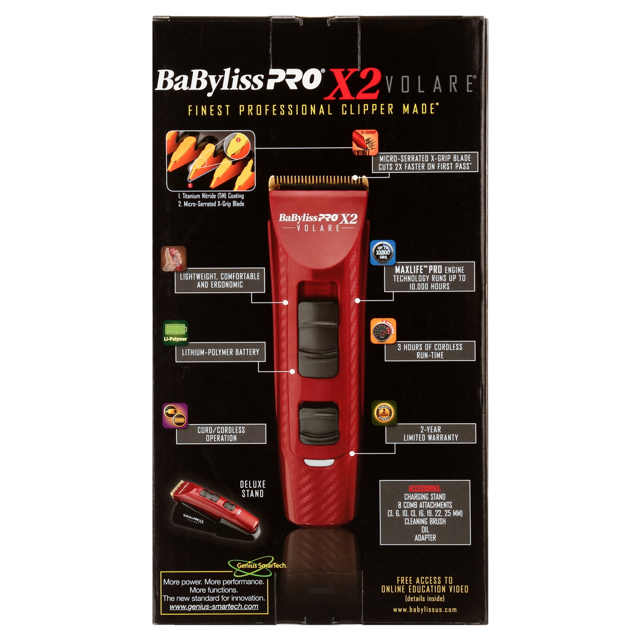BaBylissPRO Volare X2 Ferrari Designed Engine Titanium Coated Precision Cutting Blade Professional Clipper in Red Walmart