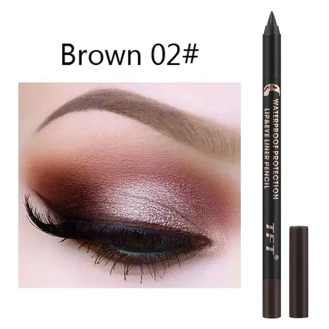 Delineador de ojos negro y marrón, resistente al agua, secado rápido, Lápiz corrector suave de larga duración, maquillaje de ojos no floreciente, cosméticos (02 Brown
