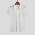 thumbnail image 3 of Men's Short Sleeve Lace See-Through Breathable Shirt Tops, 3 of 7