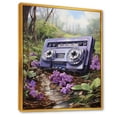 thumbnail image 2 of Designart "Floral Melody with Cassette Tape II" Fashion Framed Wall Art - Modern Purple Cassette Tapes Entryway Framed Wall Art Print, 2 of 6
