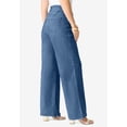 thumbnail image 3 of Roaman's Women's Plus Size Petite Plus Size 24/7 Stretch Wide Leg Jean, 3 of 4