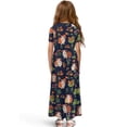 thumbnail image 2 of Uourmeti Girls Elegant Maxi Dress, Guinea Pig Floral Printed Short Sleeves Dress with Pockets Summer Long Holiday Dresses, Size 5-6 Years, 2 of 7
