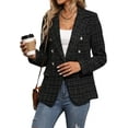 thumbnail image 3 of Fall Winter Tweed Blazers for Women Christmas Fully-Lined Warm Fashion Casual Elegant Work Jacket Coat Pockets, 3 of 7