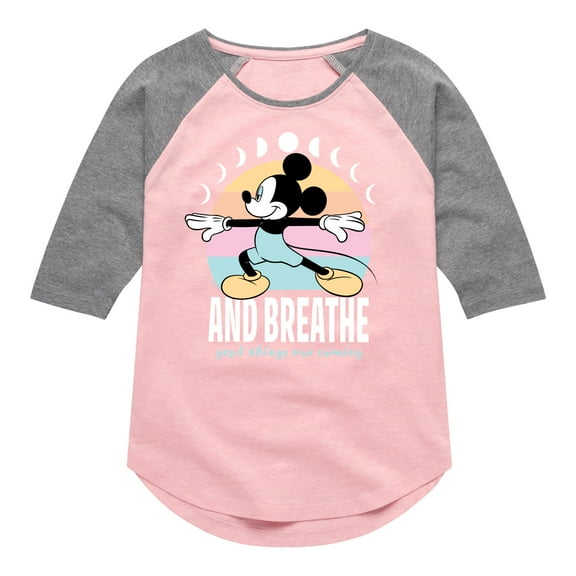 Mickey & Friends - Mickey And Breathe - Toddler And Youth Girls Raglan Graphic T-Shirt