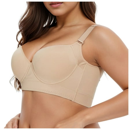 Zshosam Plus Size Sexy Lingerie Women s Side Push up Bra Deep V Bra(A 75A)