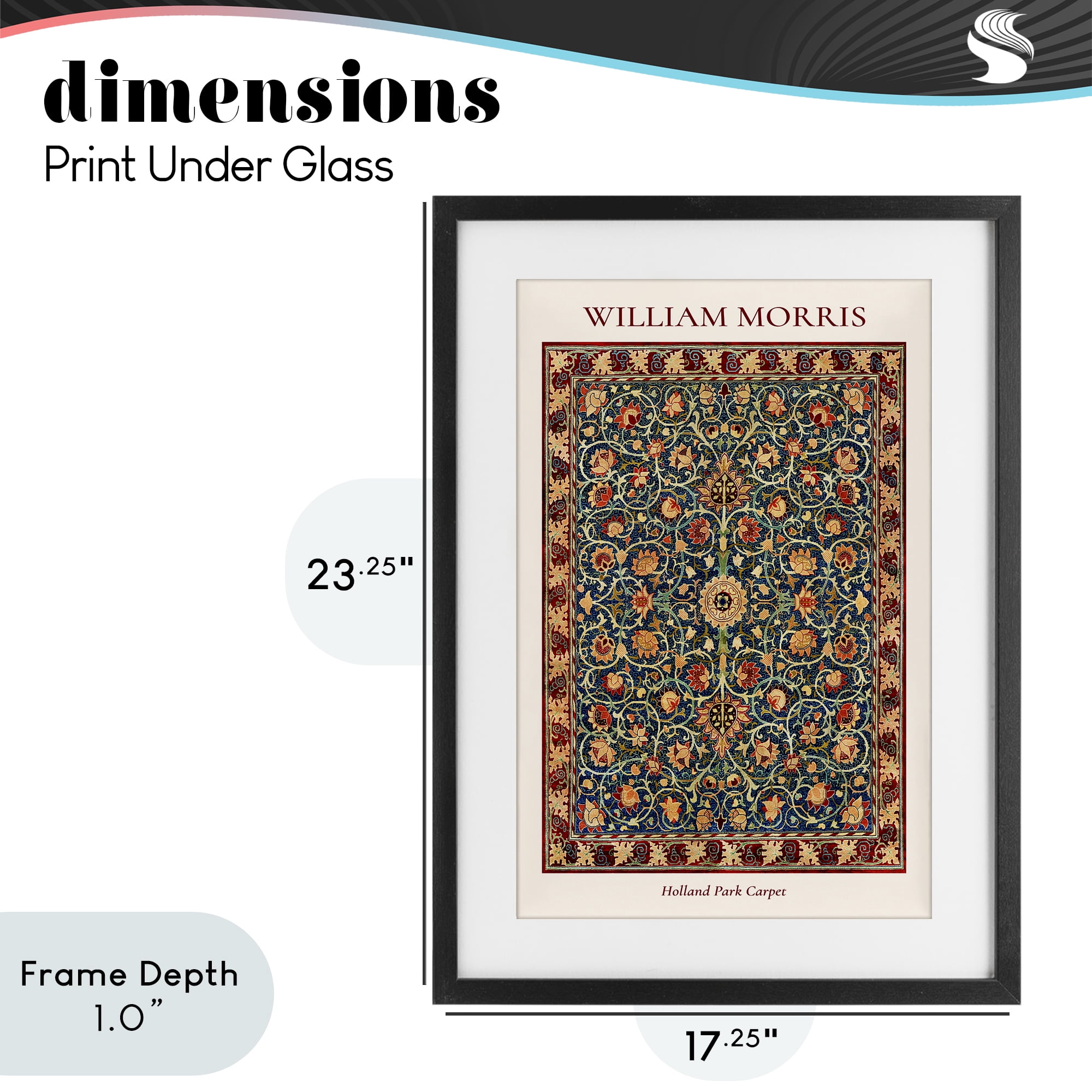 Stupell Industries Holland Park William Morris Design Black Framed Print Under Glass, design by Vintage Hustle