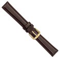thumbnail image 4 of DeBeer 16mm Dark Brown Smooth Leather with Gold-tone Buckle 7.5 inch Watch Band, 4 of 5