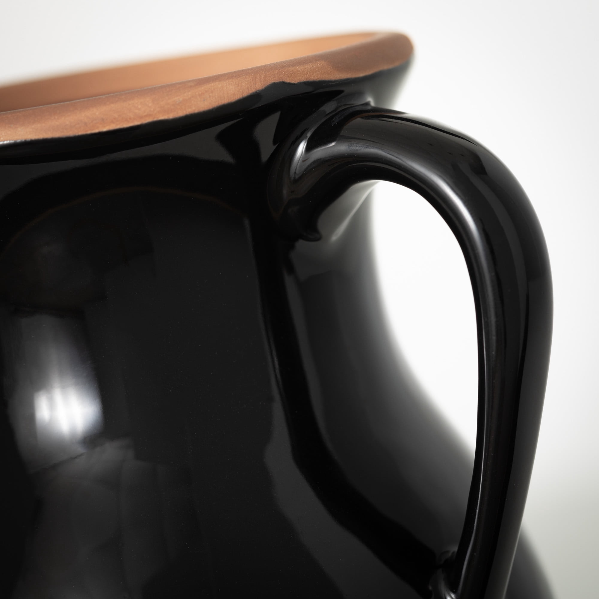 Sullivans Black Natural Rimmed Ceramic Vase With Handles, 8"H