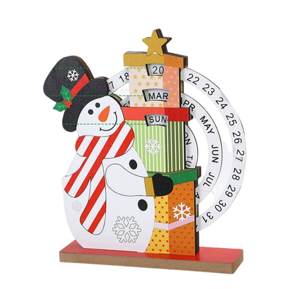 Yuarrent Calendario con colgantes de madera decorativos, regalo para Navidad o cumpleaños, gabinete, regalos de Navidad acrílicos Kits de decoración para fiestas Estilo muñeco de nieve
