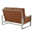 thumbnail image 5 of Leisuremod Jefferson Modern Leather Contemporary Loveseat With Silver Frame Mid-Century Living Room Loveseat Sofa (Cognac Tan), 5 of 7