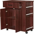 thumbnail image 4 of Better Home Products Carell Furniture Rolling Kitchen Cart with Storage Cabinet - Mahogany, 4 of 8