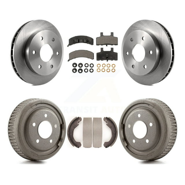 Transit Auto Front Rear Disc Brake Rotors Ceramic Pads and Drum Kit for Car 1992-1994 1998 GMC Yukon 4WD with 10" Diameter 5 Lug Wheels K8T-103571