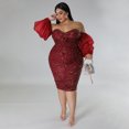 thumbnail image 2 of AURA Sequin Bodycon Dress Women Long Sleeve Sexy Party Club Evening Dress, 2 of 7