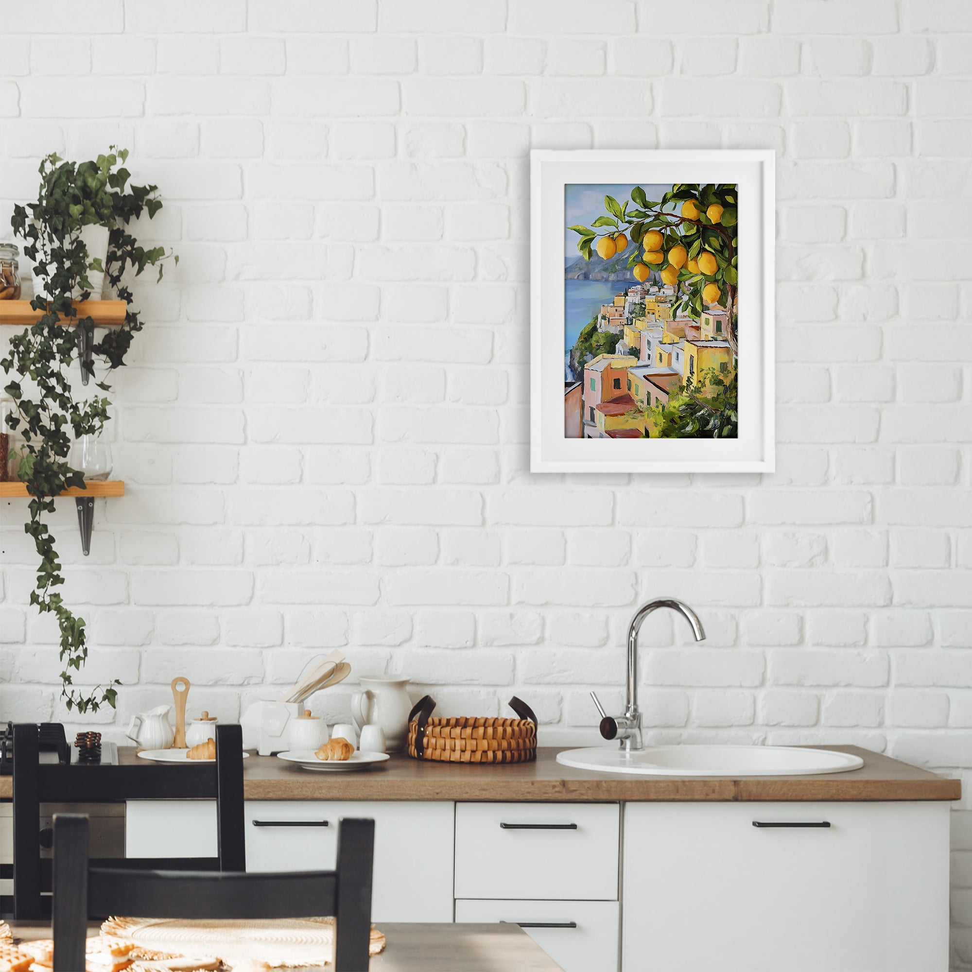 Stupell Industries Mediterranean Lemon Tree Scenery White Framed Print Under Glass, design by Creative Studio
